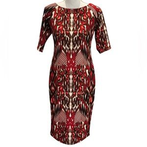 Chris MacLaughlin Geometric Tribal Print Cocktail Dress Crew Neck Short …